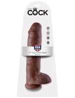 Коричневый фаллоимитатор-гигант на присоске 11 Cock with Balls - 28 см. (Цвет: коричневый)