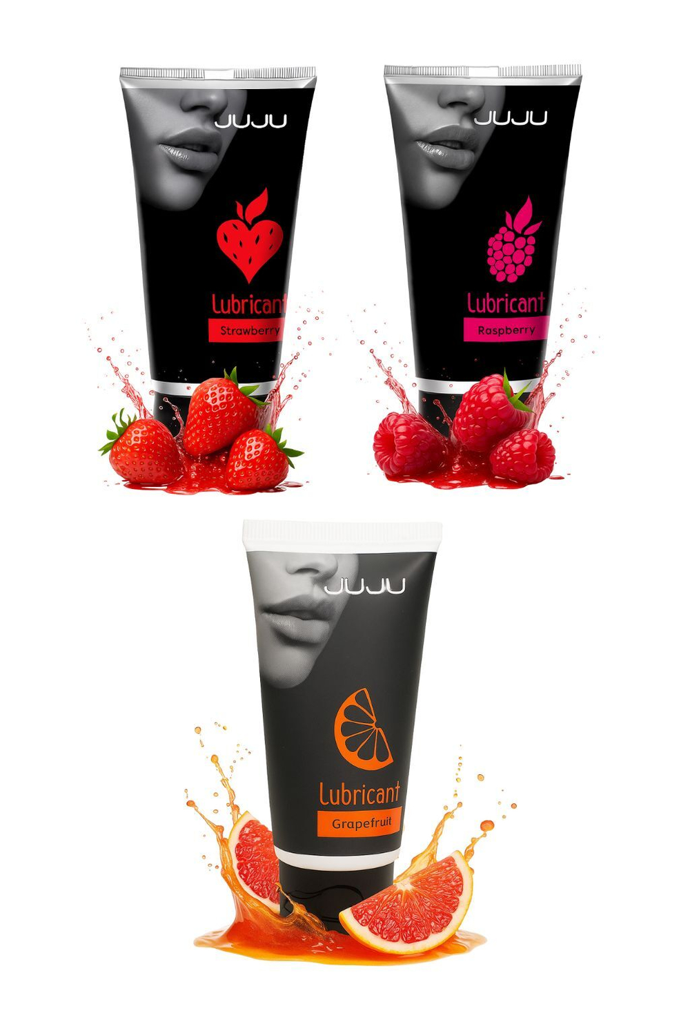 Сет съедобных лубрикантов JUJU: клубника, малина, грейпфрут, 3х50ml 707JU