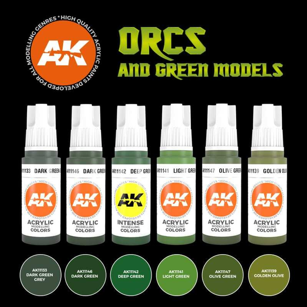 Набор акриловых красок AK Interactive Orcs and Green Models Set