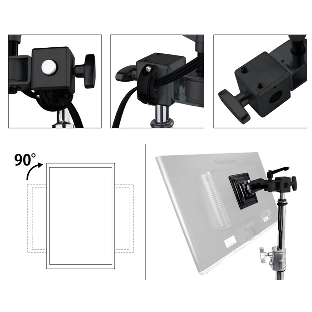 KUPO KS-308 Monitor Arm w/ Baby receiver. Кронштейн для монитора (↓20 кг)