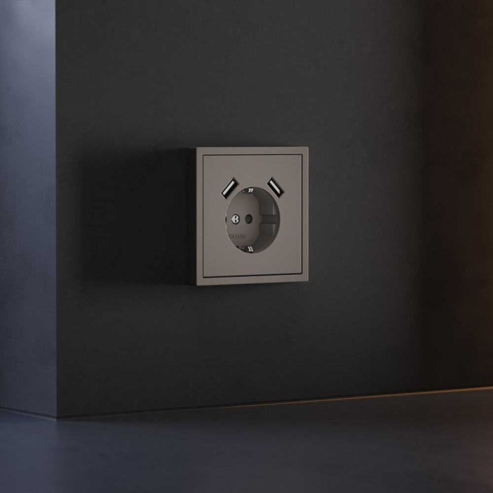 Накладка для розетки с заземлением и со шторками и 2хUSB type A Voltum S70 VLS000914