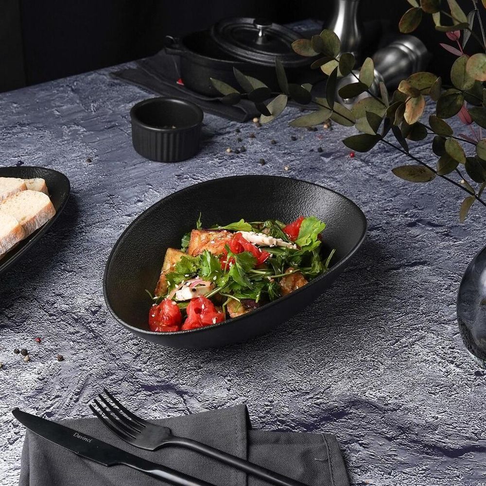 Салатник 700 мл 25*16 см h6,4 см Wave Up Smooth Black Raw Stellar P.L. Proff Cuisine [1]