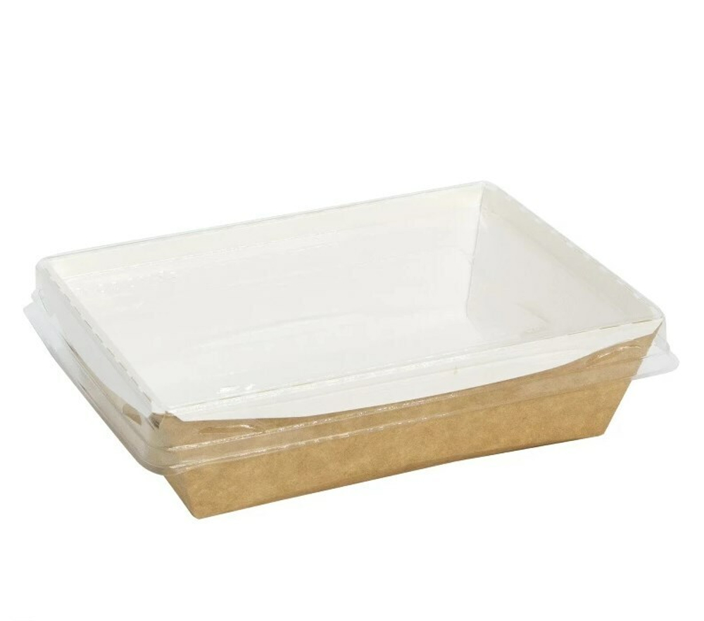 Контейнер бумажный Crystal Box 800 мл 140х180х45 мм, крафт без крышки