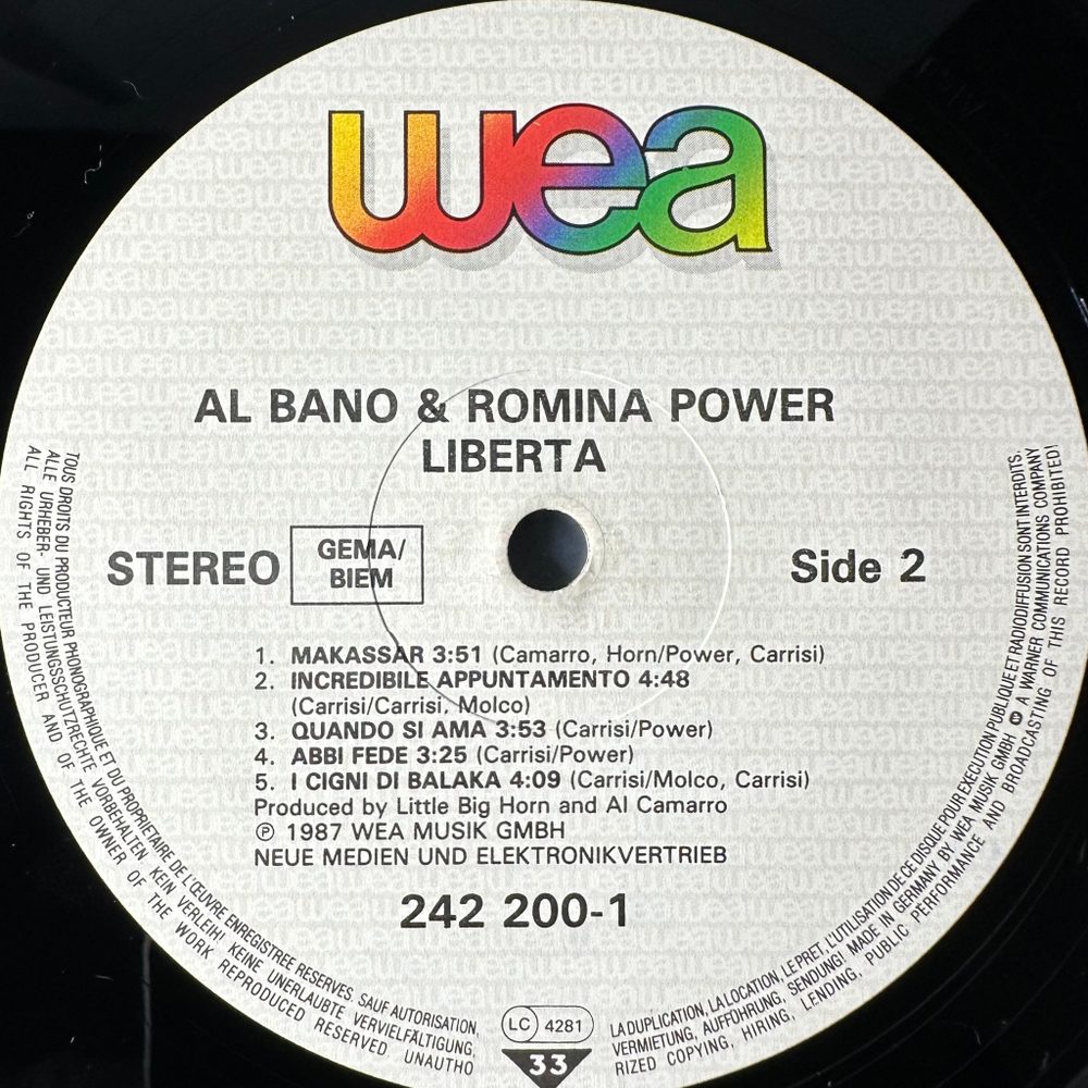 Al Bano & Romina Power ‎– Liberta! (Германия 1987г.)