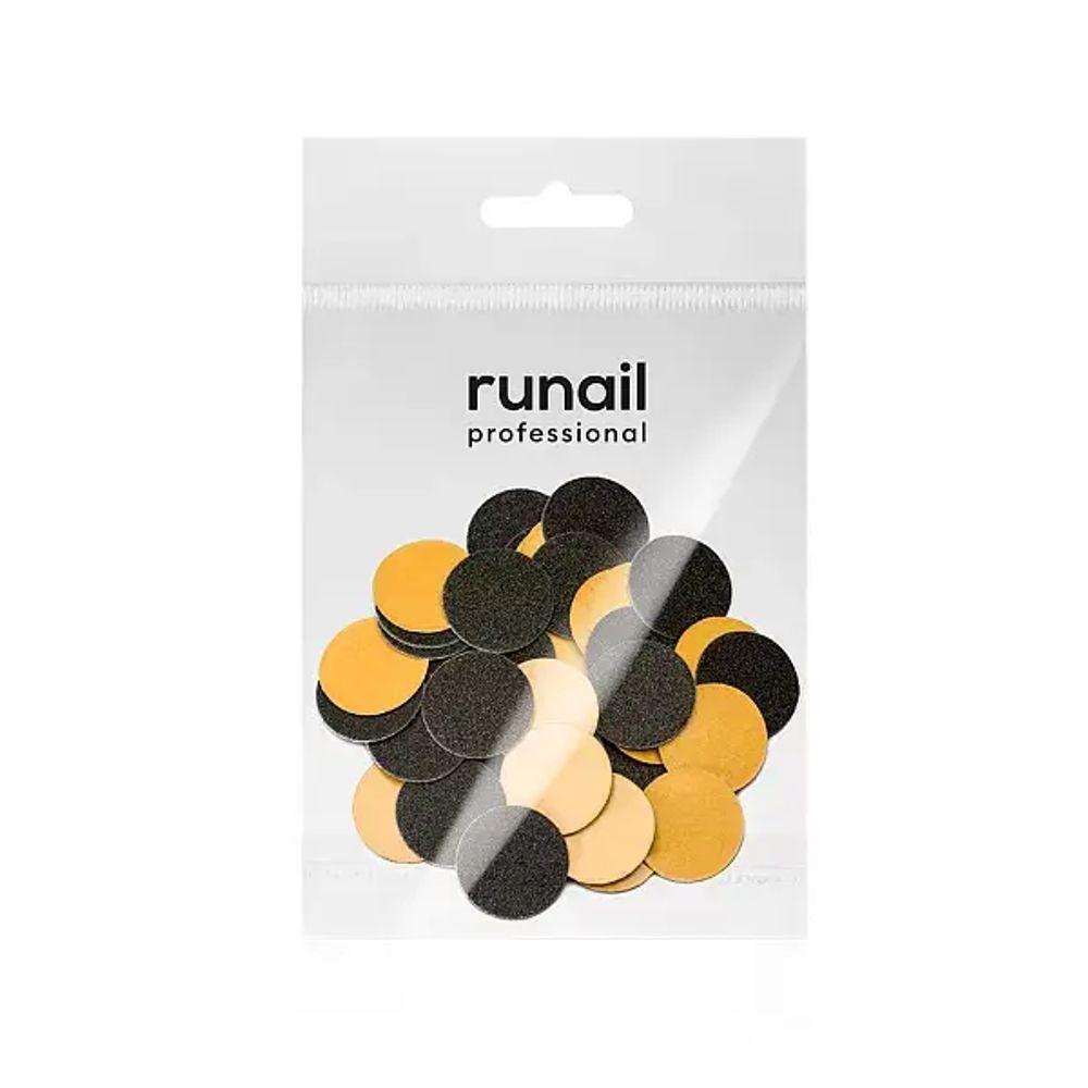 Сменные файлы для педикюрного диска черные L (25мм) 180 грит Runail, 50 шт