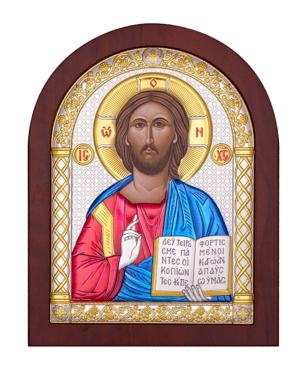 Спаситель, икона арочная, красное дерево, эмаль 150х200