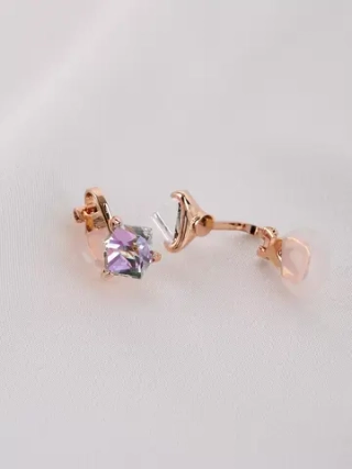 Клипсы Миражи с сиреневыми кристаллами Swarovski