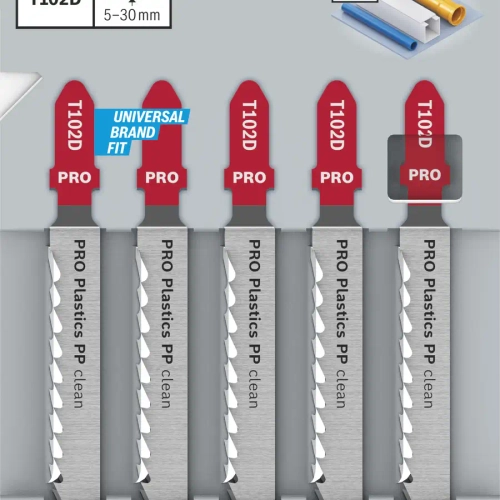 Пилка для лобзика по полипропилену (PP) 100 мм, T102D BOSCH 2608667444