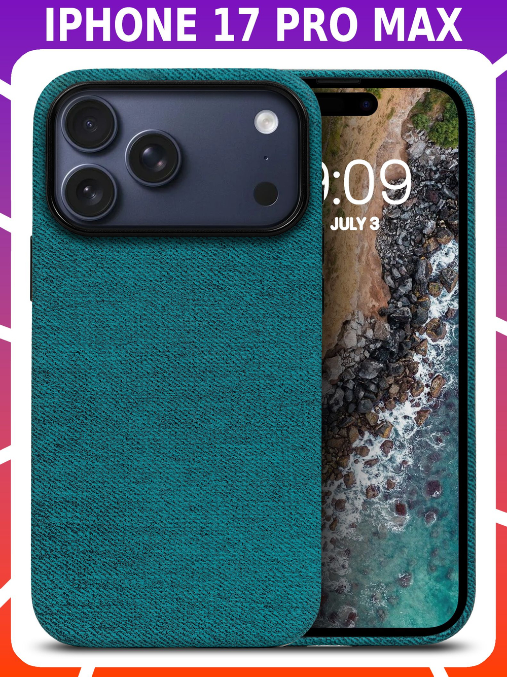 Мягкий тканевый чехол для IPHONE 17 PRO MAX с бархатной подкладкой и усиленной защитой камеры