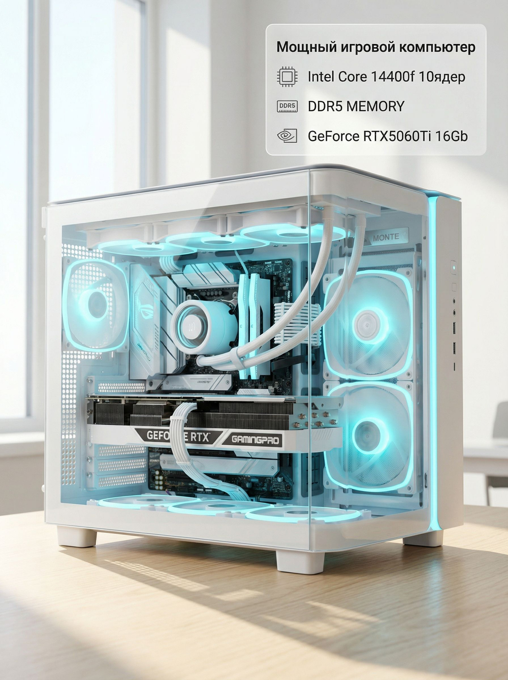 Игровой компьютер FIRESTRIKE PRO Core i5-14400F / RTX5060Ti 16ГБ / 32ГБ DDR5 / SSD 512ГБ
