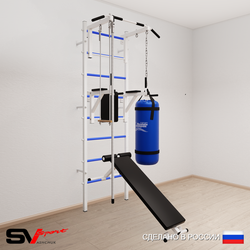 Шведская стенка Sv Sport усиленная 6861 (Турник стандарт/Брусья/Скамья/Канат/Трапеция/Цепь/Мешок 15кг)