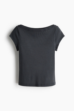 Топ с вырезом «лодочка» в рубчик - H&M