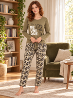 Женская пижама-комплект RUBINA Secret Homewear: верх и брюки, оливковая BE UNIQUE