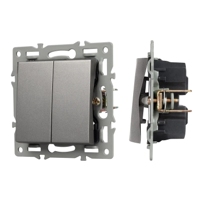 Механизм выключателя двухклавишный проходной SWT-MKP2-PL-GR (250V, 16A) (Arlight, -)