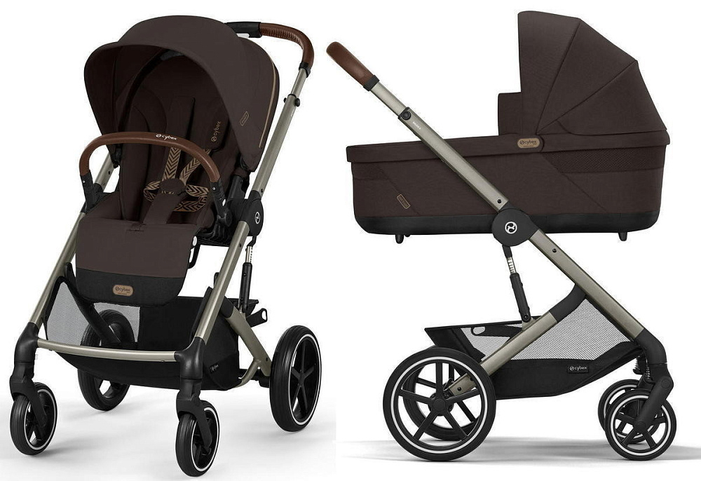Коляска Cybex Balios S Lux TPE complete Cloud T Mirage Grey Plus 3 в 1 Chocolate Brown с дождевиками