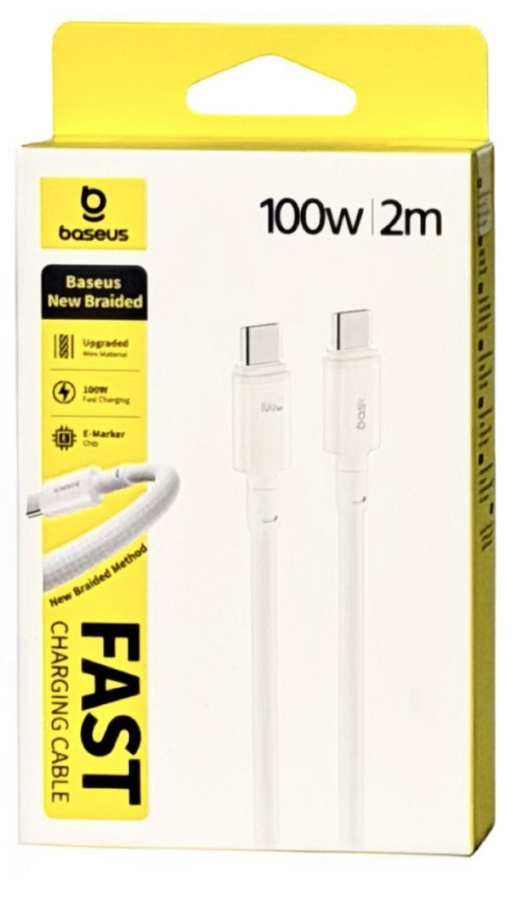 Кабель-зарядка Type-C на Type-C Baseus New Braided 100W 2м (E0426V02) белый