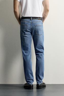 ZARA БАЗОВЫЕ ДЖИНСЫ SLIM FIT, ВЫЦВЕТШИЙ СИНИЙ