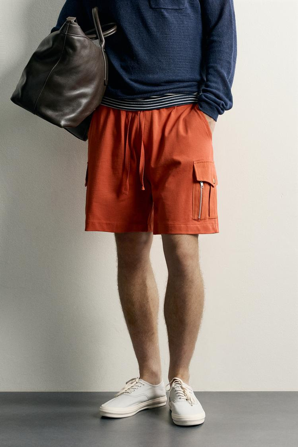 ZARA ШОРТЫ КАРГО REGULAR FIT, ОРАНЖЕВЫЙ