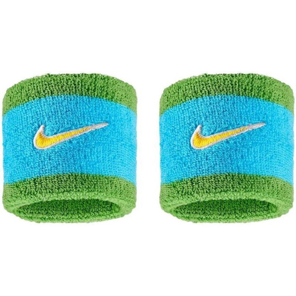 Напульсник теннисный Nike Swoosh 2P - baltic blue/chlorophyll/university gold