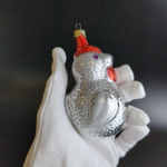 Ёлочная игрушка "курочка", стекло, ручная роспись, 11.5 см, винтаж СССР 1960-1980 гг