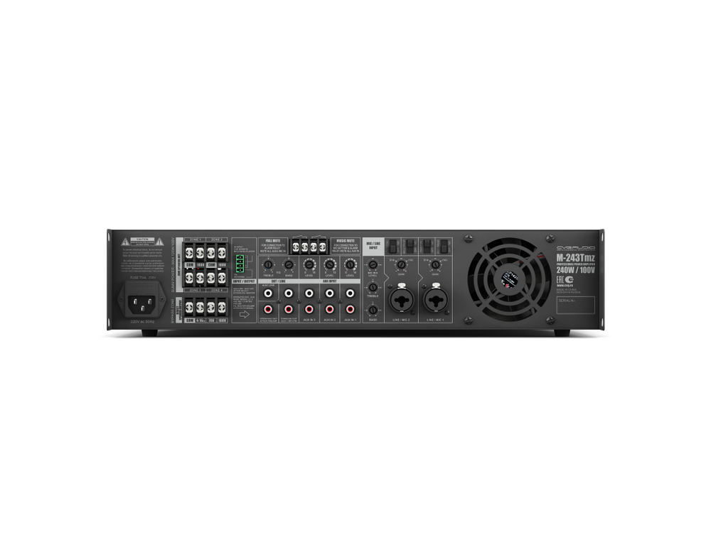 CVGAUDIO M-243Tmz профессиональный микшер-усилитель, 240W/100V, 4 зоны
