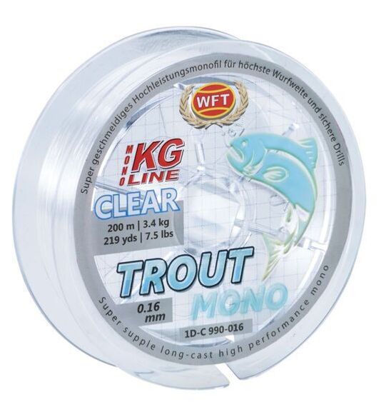 Леска монофильная WFT KG TROUT MONO Clear 200 м, 0,16 мм