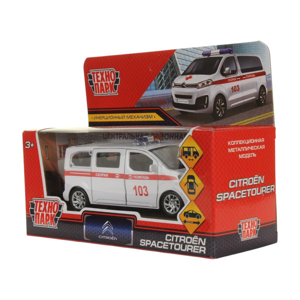 Модель ин. мет. "Citroen Space Tourer Скорая" 12см, двер, бел, коробка SPATOU-12AMB-WH (Технопарк)