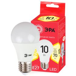 Лампа светодиодная ЭРА RED LINE ECO LED A60-10W-827-E27 10Вт груша теплый белый свет Е27 | Лампы cветодиодные Груша (A)