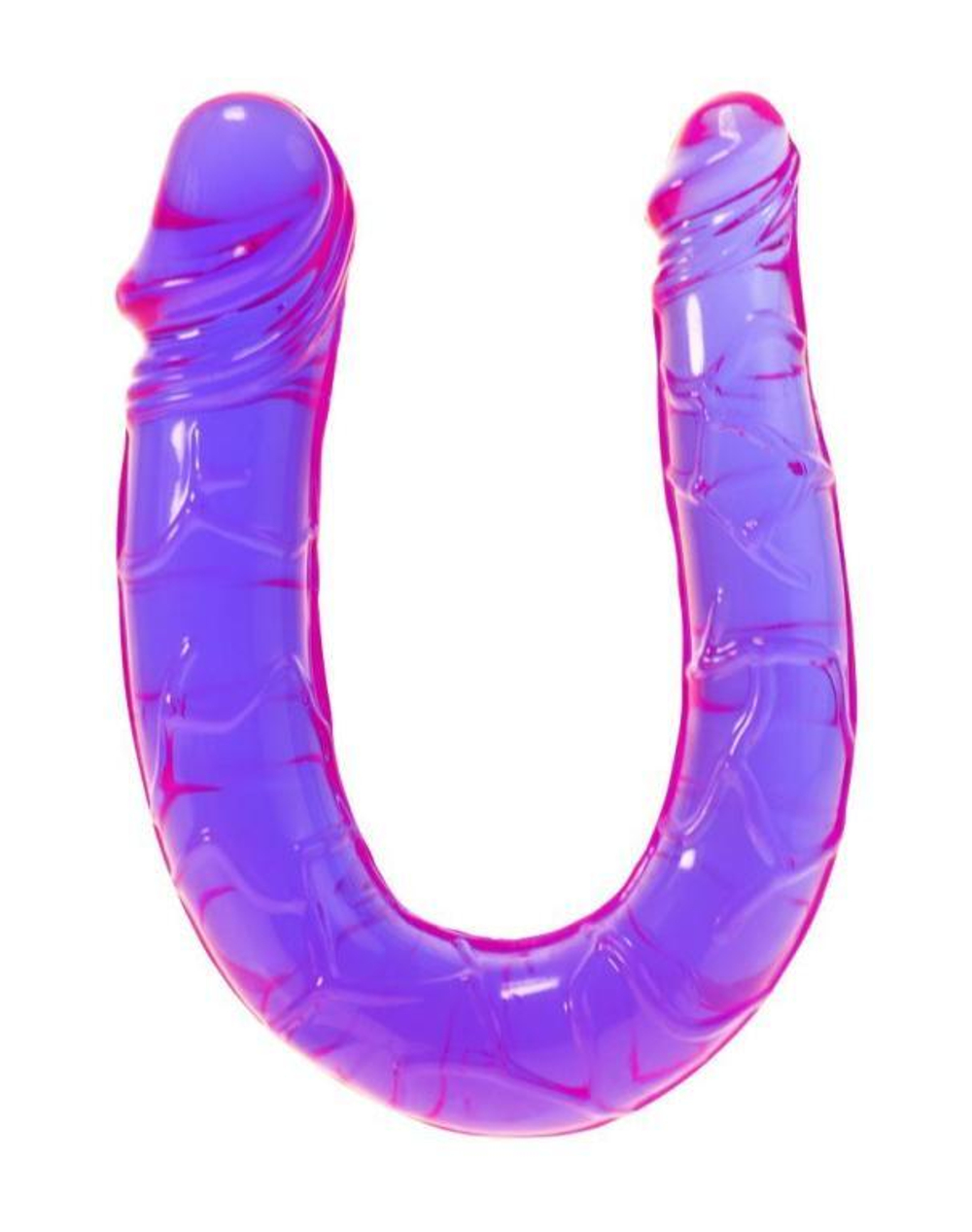 Фиолетовый U-образный фаллоимитатор Mini Double Dong - 30 см.