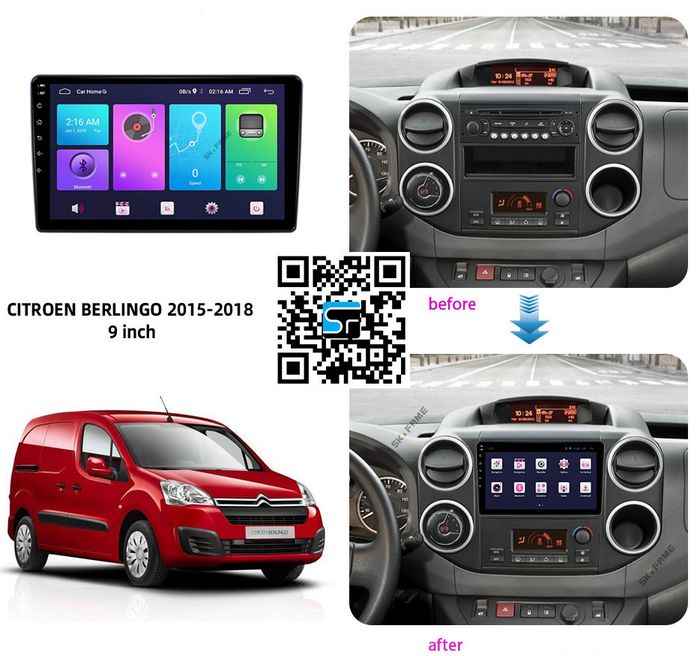 Магнитола для Citroen Berlingo / Peugeot Partner 2008-2022, 3008 2010-2017 - Kuberg SF-9309 QLed, Android 12, Быстрая, CarPlay, 4G SIM-слот