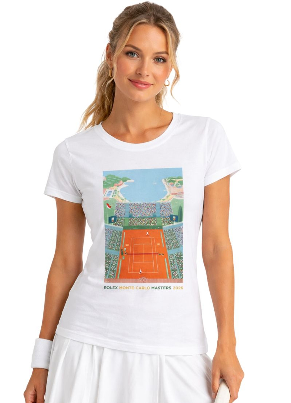 Женская теннисная футболка Monte-Carlo Rolex Masters Affiche Print - white
