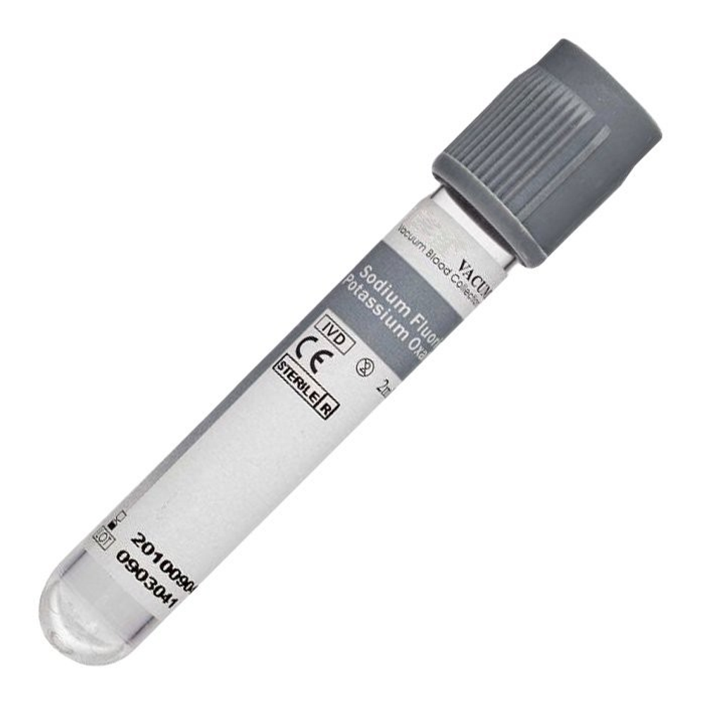 Вакуумные пробирки Lab-Vac для исследования глюкозы, серые, 2 мл, 13×75 мм