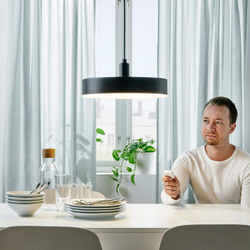 IKEA NYMÅNE  (ИКЕА НЙМÅНЕ)  -  Светодиодный подвесной светильник, беспроводная регулировка яркости белый спектр/антрацит, 38 см