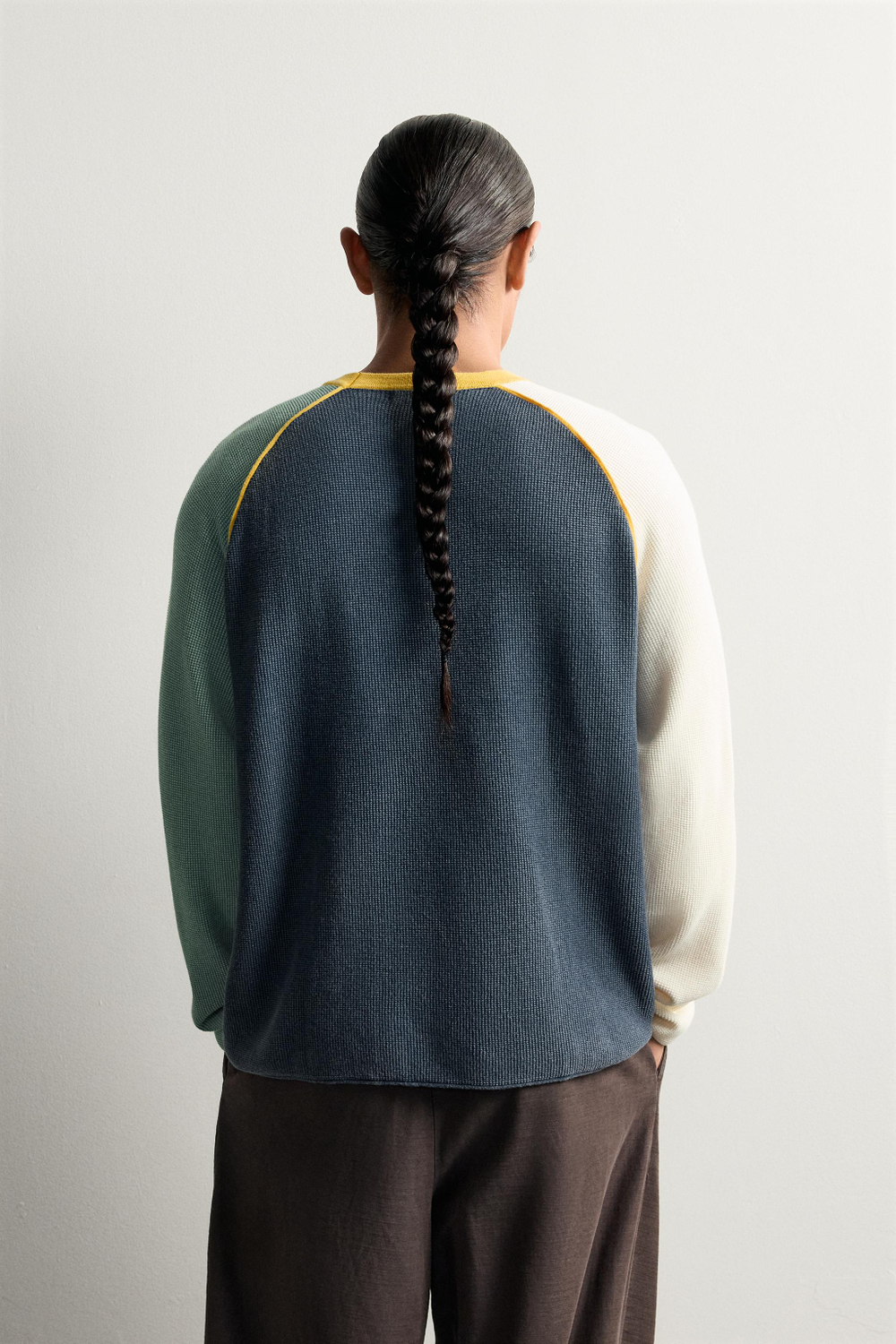 СВИТЕР WAFFLE В СТИЛЕ COLOR BLOCK — ZARA
