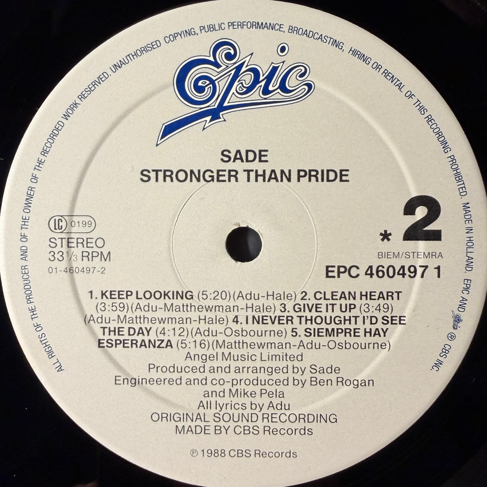 Sade - Stronger Than Pride (Голландия 1988г.)