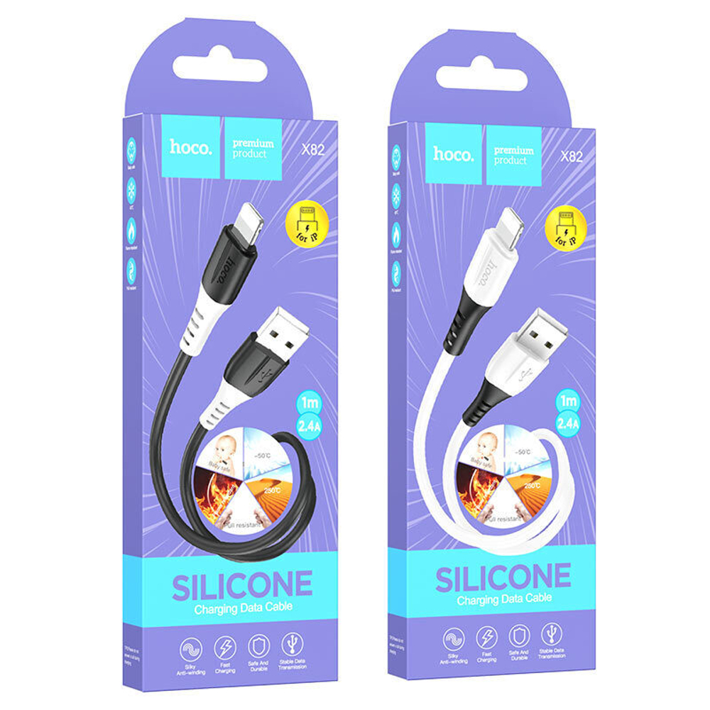 Кабель HOCO X82 USB-Lightning 2.4А 1м Silicone Black