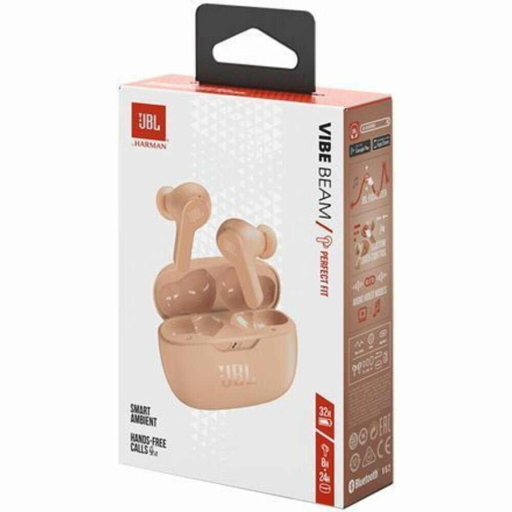 Беспроводные наушники JBL Wave Beam, USB Type-C, бежевый