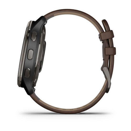 Смарт-часы Garmin Venu 2 Plus черные с коричневым кожаным ремешком 010-02496-15