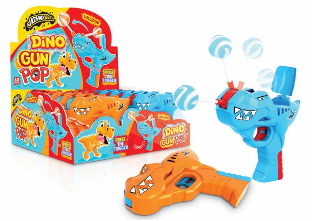 Леденец в пистолете "Dino Gun Pop" 12шт Johny Bee
