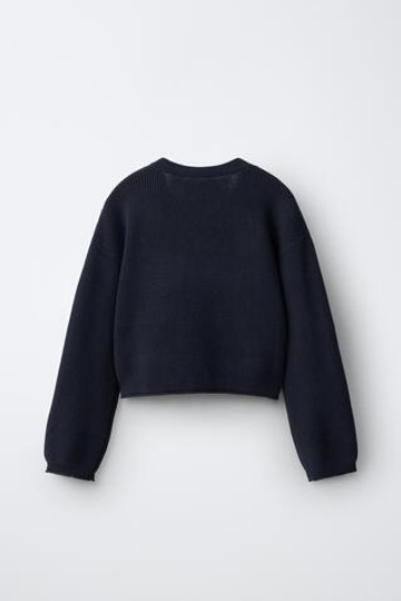 ZARA СВИТЕР С V-ОБРАЗНЫМ ВЫРЕЗОМ, МОРСКОЙ СИНИЙ
