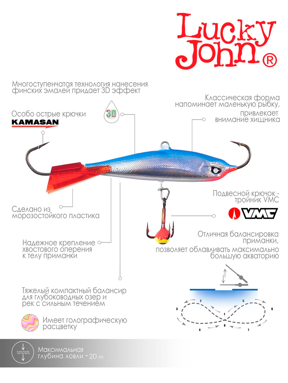 Балансир Lucky John NORDIC 6 с тр. 60мм/15HRT блистер