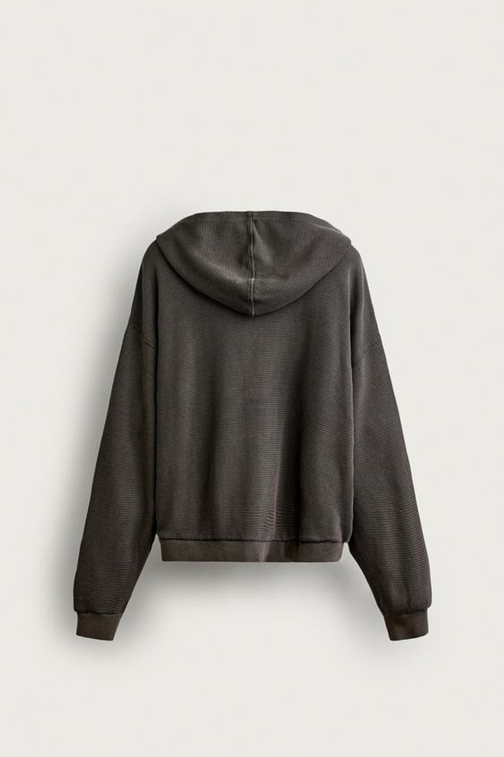 ZARA ХУДИ НА МОЛНИИ С ВАФЕЛЬНОЙ ФАКТУРОЙ, СЕРЫЙ