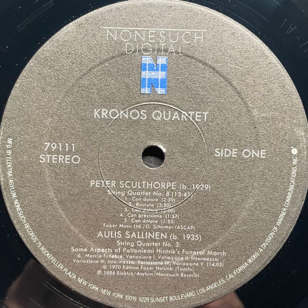 Kronos Quartet ‎– Kronos Quartet (США 1986г.)