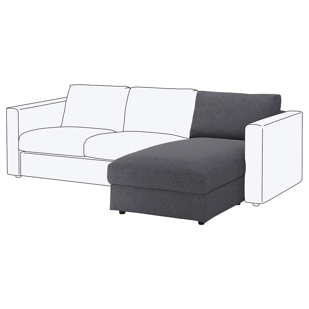 IKEA VIMLE  (ИКЕА ВИМЛЕ)  -  Чехол на секцию-шезлонг - Гуннаред средне-серый