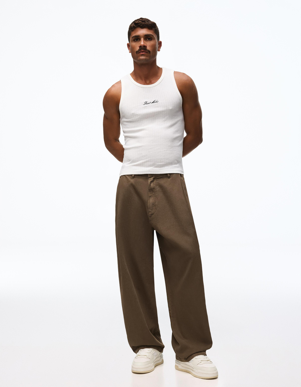 Мужские брюки super baggy fit с льном - BERSHKA