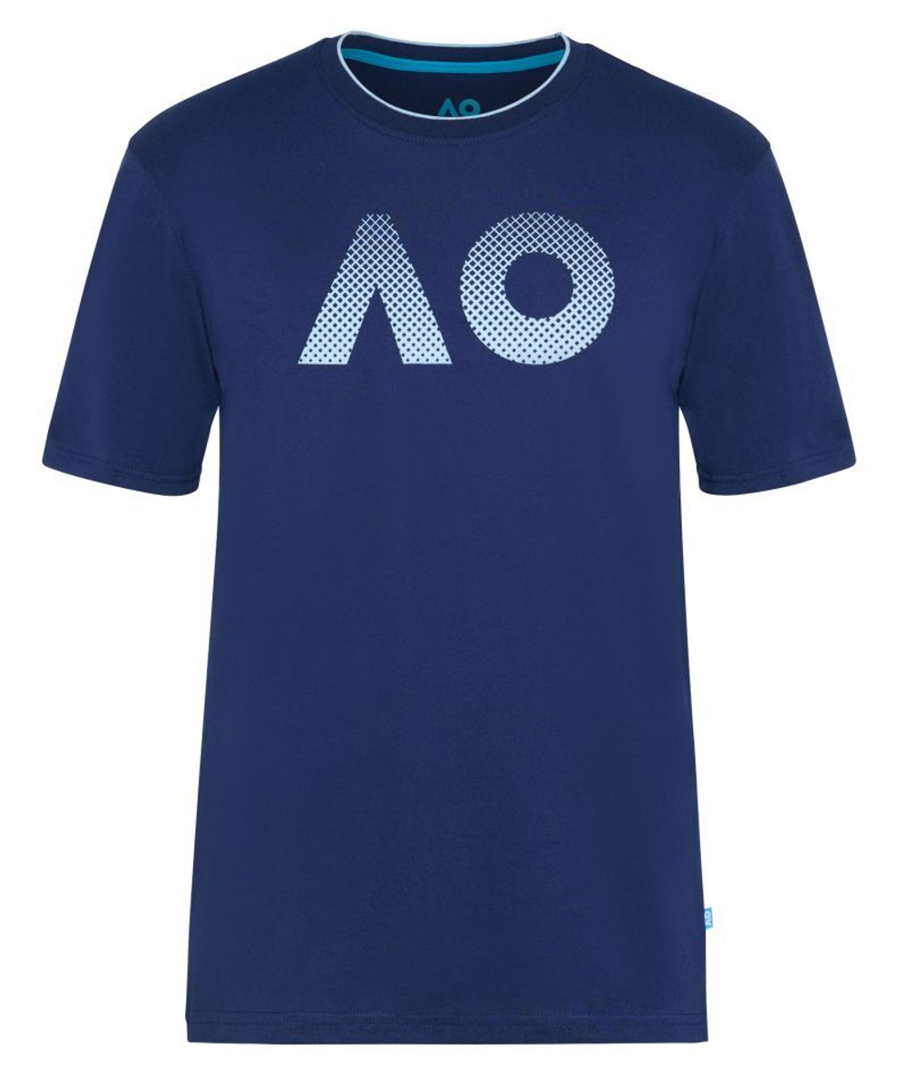 Мужская теннисная футболка Australian Open T-Shirt AO Textured Logo - navy