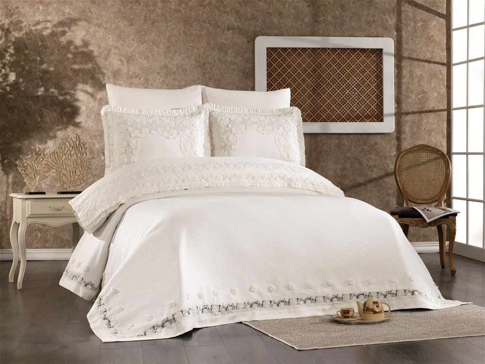 Gelin Home КПБ 6 пр. ANGEL кремовый цвет пододеяльник 200*220, простынь 240*260, наволочки 50*70 2шт, декоративные наволочки 50*70 2шт GLNN013