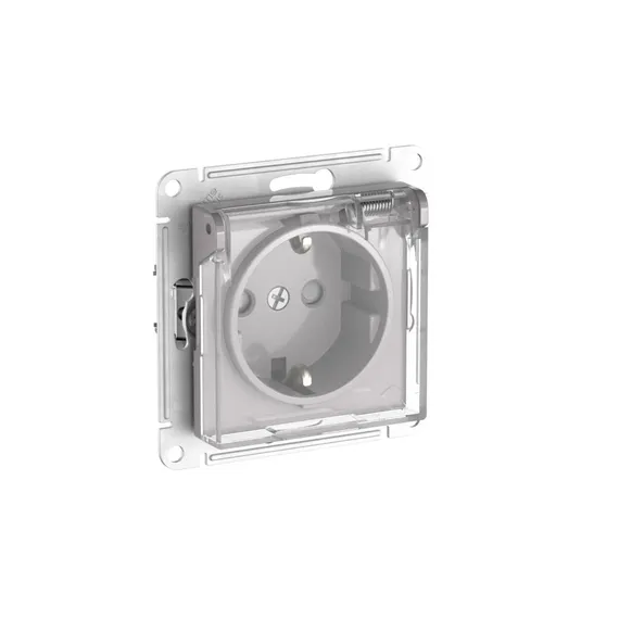 Розетка с крышкой Systeme Electric AtlasDesign Aqua Алюминий, самозажимные клеммы ATN440346S