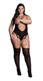 Эффектный боди-комбинезон Elara VII Bodystocking with Open Cups (Размер: XL-XXL-XXXL) (Цвет: черный)