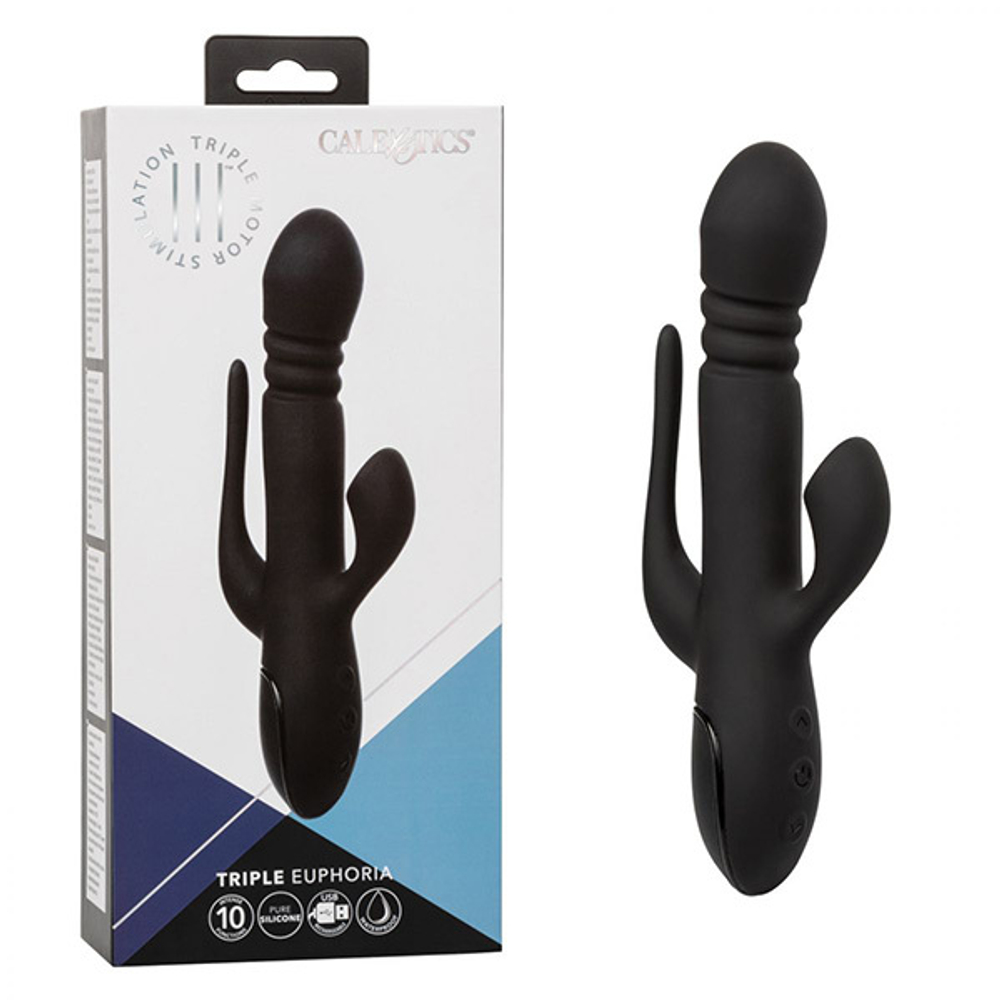 Черный тройной вибромассажер California Exotic Novelties Triple Euphoria SE-4386-15-3